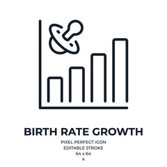Birth rate growth editable stroke outline icon isolated on white background flat vector illustration. Pixel perfect. 64 x 64.