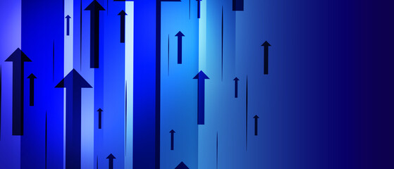 Up arrows on dark blue abstract background illustration