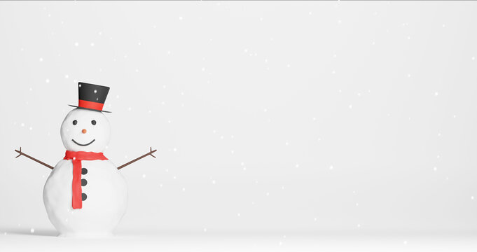 Winter Background with Snowman