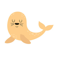 vector illustration with cute seal, sea animals