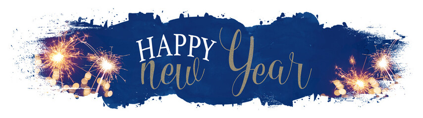 New Year, New Year's eve - Blue abstract watercolor splash brushes texture illustration art paper...