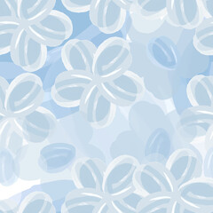 seamless mixed blue flowers pattern background , greeting card