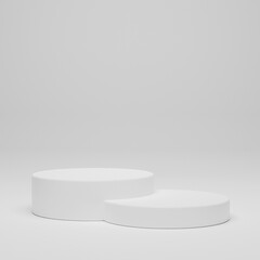 white cylinder display abstract minimal geometric podium product package mock up presentation show cosmetic stage pedestal platform studio background. 3d rendering.