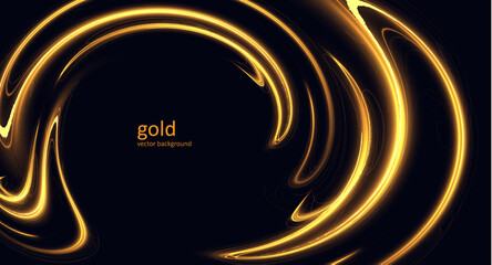 Luxury golden spiral shiny lines vector background. EPS10