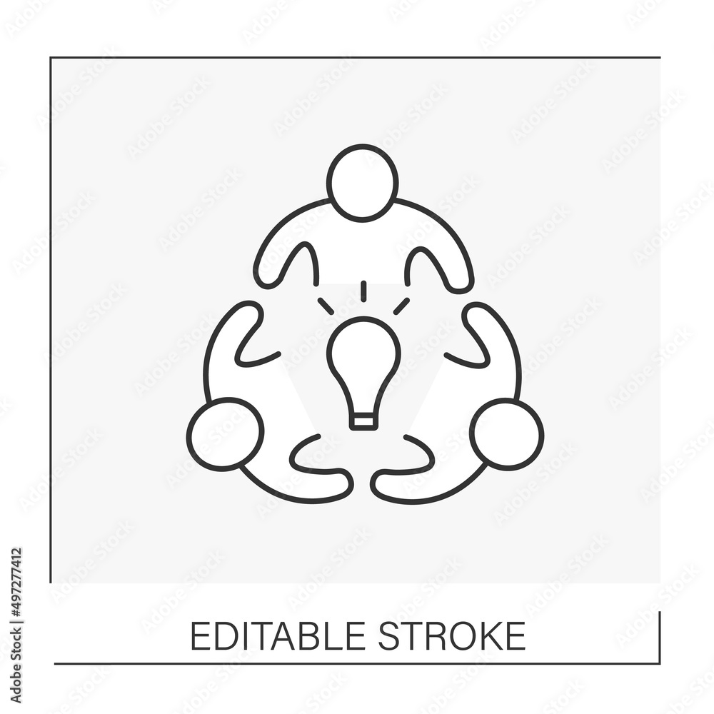 Aufkleber cooperation line icon. brainstorm. create ideas and strategies.teamwork. team concept. isolated vect