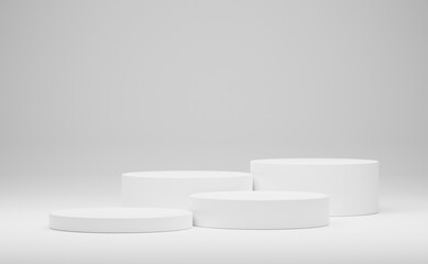 Fototapeta na wymiar white cylinder display abstract minimal geometric podium product package mock up presentation show cosmetic stage pedestal platform studio background. 3d rendering.