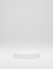white cylinder display abstract minimal geometric podium product package mock up presentation show cosmetic stage pedestal platform studio background. 3d rendering.