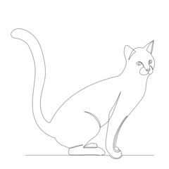cat drawing in one continuous line, isolated vector
