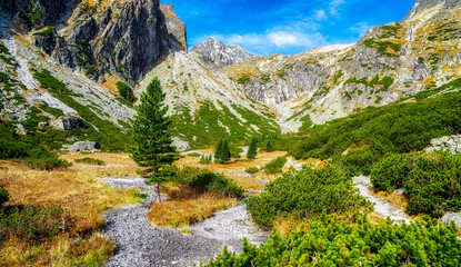 Fototapeta na wymiar Beautiful valley in High Tatras mountains, Slovakia