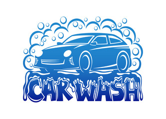 Blue car wash icon isolated on white background.
