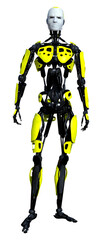 3D Rendering Male Robot on White