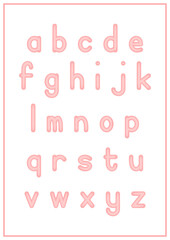 Children Learning Printable - Alphabet Lowercase in Pink Color