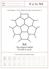 Children Learning Printable - Connecting Dot to Dot, Coloring, Reading and Tracing Alphabet B
