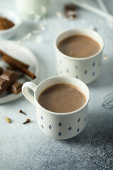 Homemade hot chocolate with spices