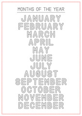 Children Learning Printable - Months of the Year Wipe Clean Poster