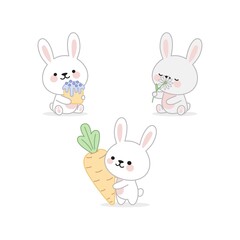 Set of cute Easter bunnies.