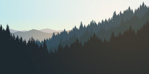 mountain vector The vast landscape, in the morning .