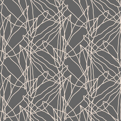 Trendy minimalist seamless botanical pattern with line art composition
