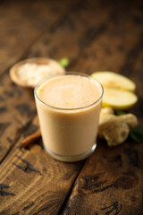 Homemade apple smoothie with oats and ginger
