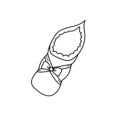 Baby envelope for newborns on white background isolated Cartoon sketch style doodle for icon, banner.