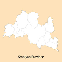 Fototapeta na wymiar High Quality map of Smolyan is a province of Bulgaria