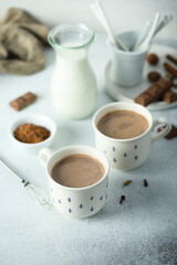 Homemade hot chocolate with spices