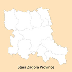 Fototapeta na wymiar High Quality map of Stara Zagora is a province of Bulgaria