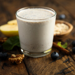 Homemade apple smoothie with blueberry