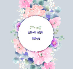 Computer drawn flower illustration. Watercolor Flowers.Manual composition.Big Set watercolor elements.