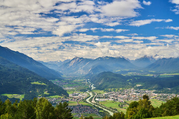 Fototapeta na wymiar View over the Inn river (Austria)