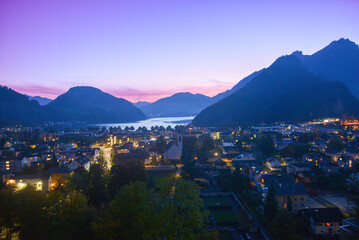 Sonnenuntergang über dem Vierwaldstättersee bei Stansstad, Schweiz