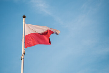 flag of Poland on a pole