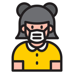 girl color line style icon