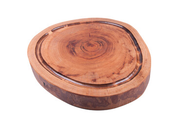 wooden cattail for bbq and cut meat isolated on white background