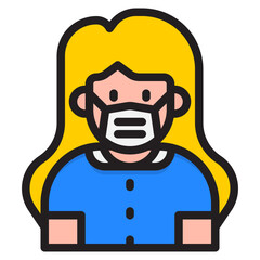 girl color line style icon