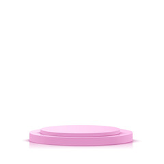 Abstract minimal scene with geometric forms. Pink podium in white background for product presentation. Vector