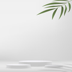 Fototapeta premium Abstract minimal scene with geometric forms. Yellow podium in yellow background for product presentation. Vector