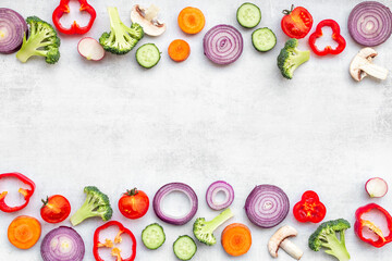 Seamless pattern of vegetables ingredients for cooking
