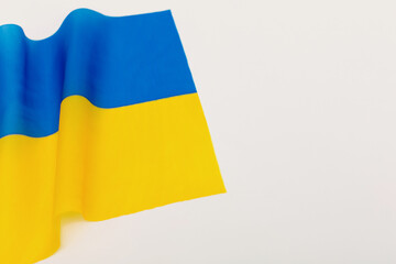 The flag of Ukraine. Highly detailed wavy fabric structure.