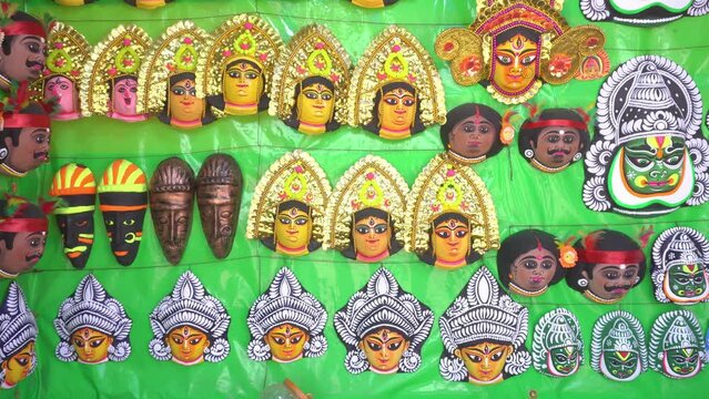 These masks are used for art dance chow in remote areas of West Bengal. Purulia's chow dance is famous all over the world.