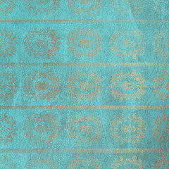 Aged leather texture with vintage pattern. Scrapbook paper