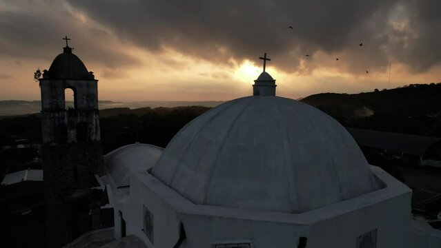 Typical old church in mexico, Santiago Apostol Temapache