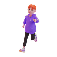 young boy running. 3d character. 3d illustration.
