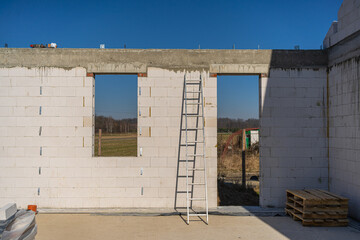 Construction of a New House. Construction Site Concept.