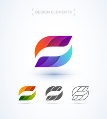 Abstract letter O vector logo template. Creative app icon, company sign in flat, 3d, line styles. Origami twisted.