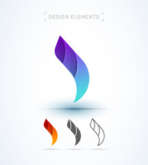 Vector 1 or letter D, I, L logo design template. App icon, 3d style, origami, flat, and line style. Company branding