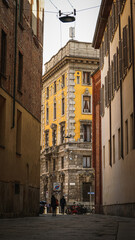 Fototapeta na wymiar side street view of a beautiful Italian building