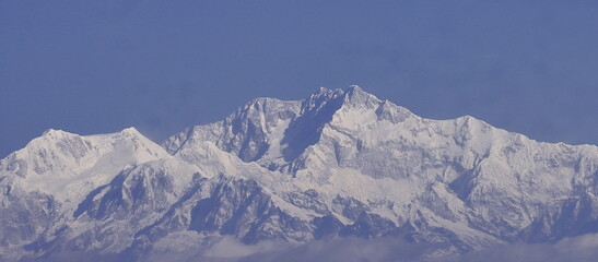 majestic mount kangchenjunga range from lepcha jagat near darjeeling hill station in west bengal, india
