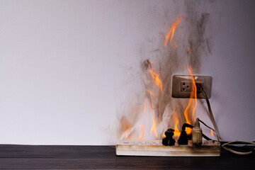 Short circuit, causing flames and smoke. fire The dangers of using non-standard equipment overload