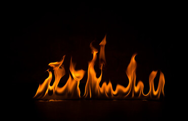 the burning flame from gas oil png high heat isolated on black background